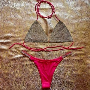 Hot Pink Gem Encrusted Bikini